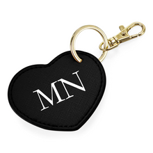 Load image into Gallery viewer, Heart Keyring Initials - Black (Gold Clasp)
