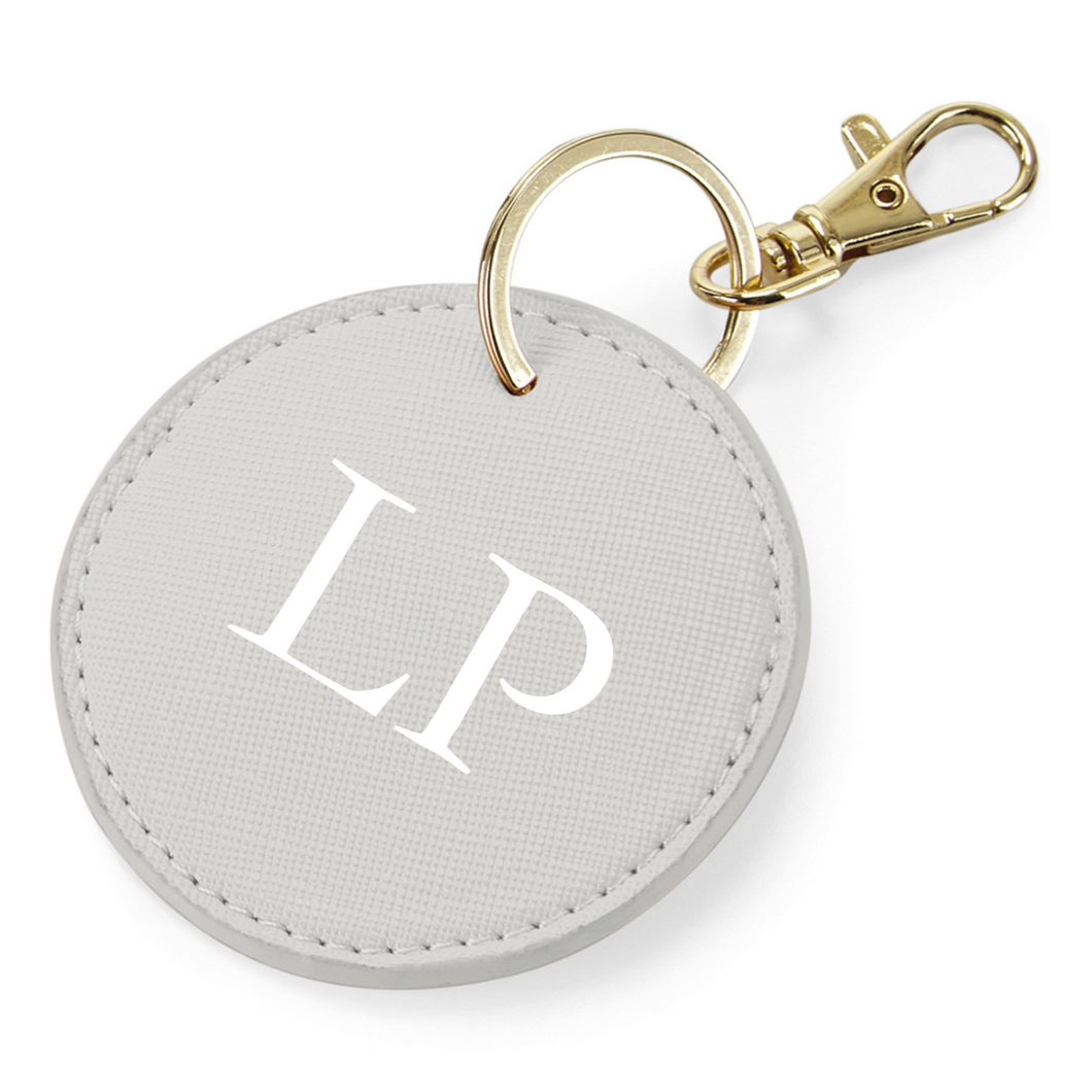 Round Keyring Initials - Grey