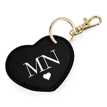 Load image into Gallery viewer, Heart Keyring Initials - Black (Gold Clasp)
