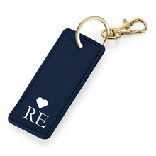 Load image into Gallery viewer, Rectangle Keyring Initials - Navy
