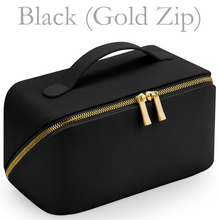 Load image into Gallery viewer, Flat Lay Make Up Bag - Black (Gold Zip) Large
