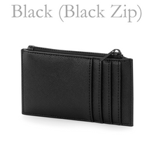 Load image into Gallery viewer, Card and Coin Holder - Black (Black Zip)
