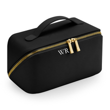 Load image into Gallery viewer, Flat Lay Make Up Bag - Black (Gold Zip) Large
