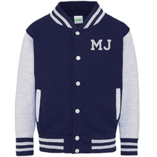 Load image into Gallery viewer, Varsity Jacket Navy/Grey
