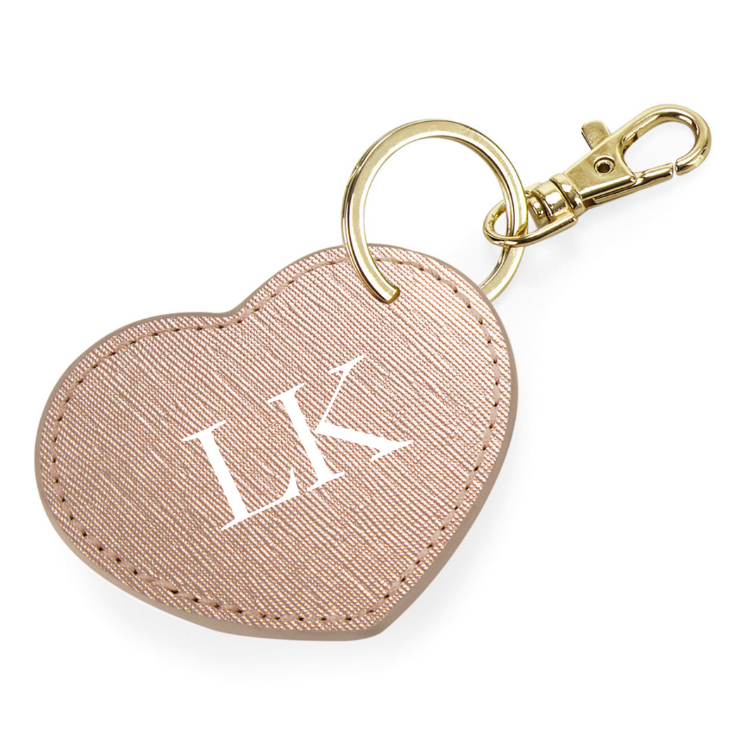 Heart Keyring Initials - Rose Gold