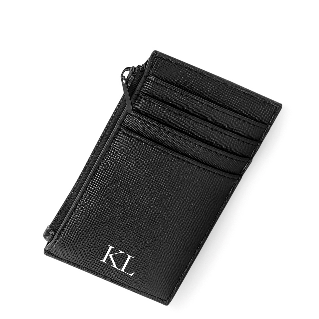 Card and Coin Holder - Black (Black Zip)