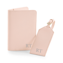 Load image into Gallery viewer, Passport and Luggage Tag Set Initials - Pink
