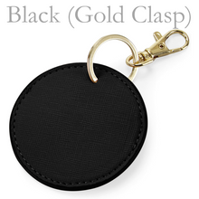 Load image into Gallery viewer, Round Keyring Initials - Black (Gold Clasp)
