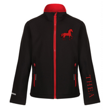 Load image into Gallery viewer, Young Rider Soft Shell Jacket - Black/Red
