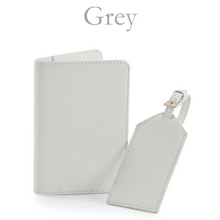 Load image into Gallery viewer, Passport and Luggage Tag Set Initial &amp; Name - Grey
