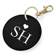 Load image into Gallery viewer, Round Keyring Initials - Black (Gold Clasp)
