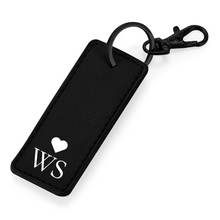 Load image into Gallery viewer, Rectangle Keyring Initials - Black (Black Clasp)
