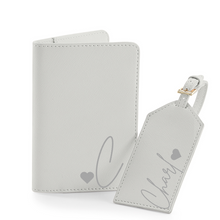 Load image into Gallery viewer, Passport and Luggage Tag Set Initial &amp; Name - Grey
