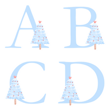 Load image into Gallery viewer, Alphabet Christmas Mug - Blue Tree Blue Letter
