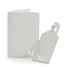 Load image into Gallery viewer, Passport and Luggage Tag Set Initials - Grey
