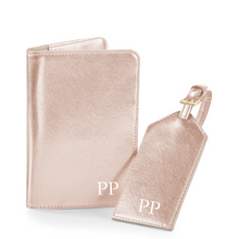 Load image into Gallery viewer, Passport and Luggage Tag Set Initials - Rose Gold
