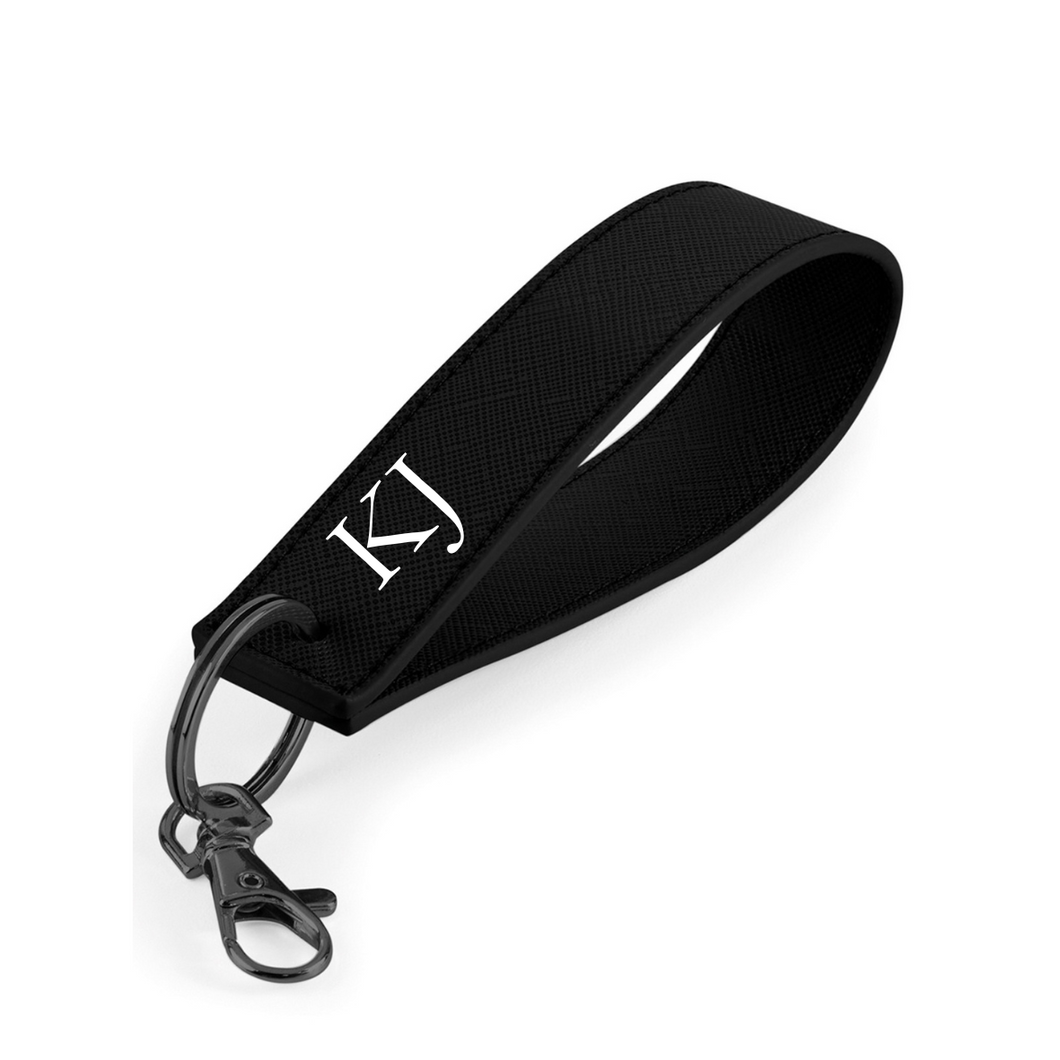 Loop Keyring Initials -  Black (Black Clasp)