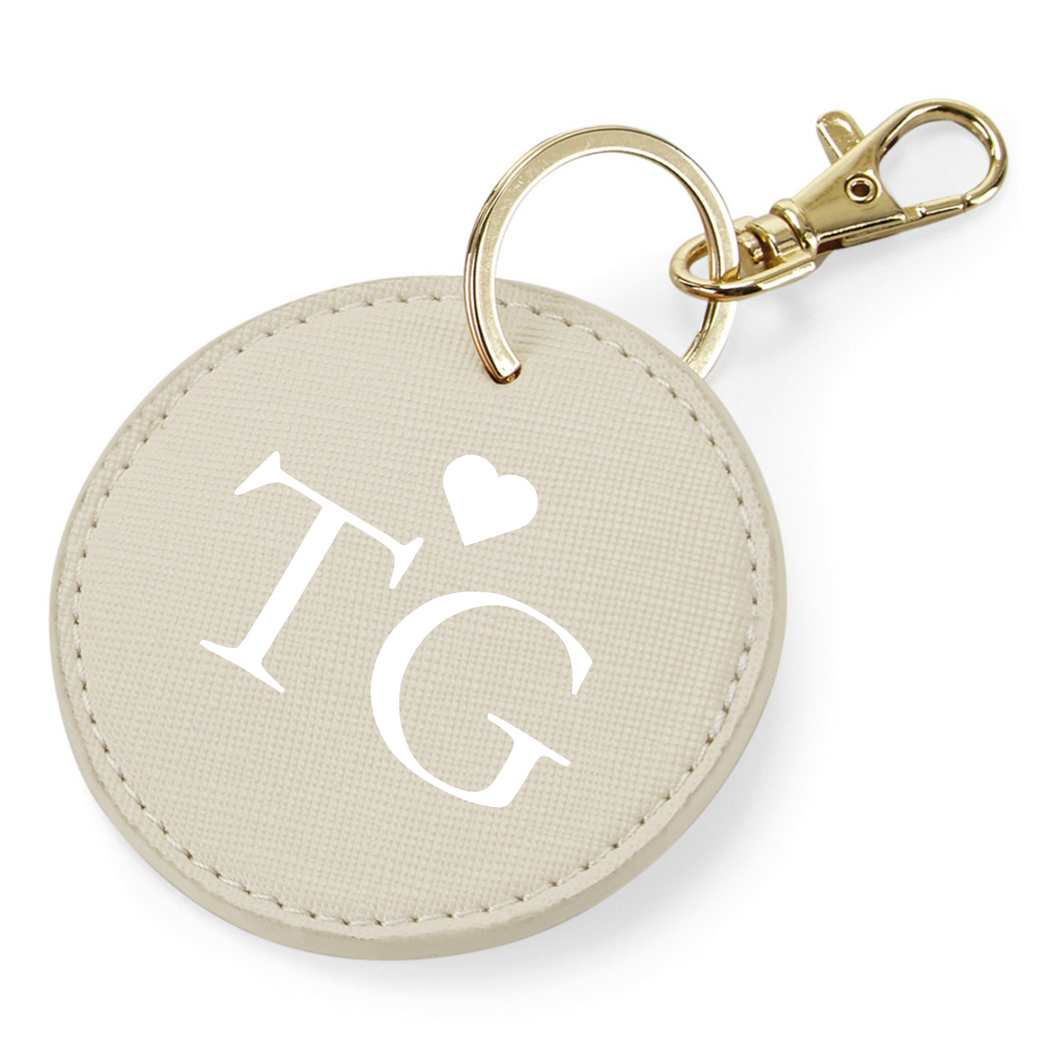 Round Keyring Initials - Ivory