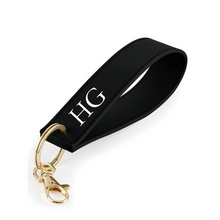 Load image into Gallery viewer, Loop Keyring Initials  -  Black (Gold Clasp)
