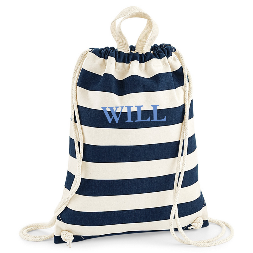 Gymsac Bag Navy Stripe Name