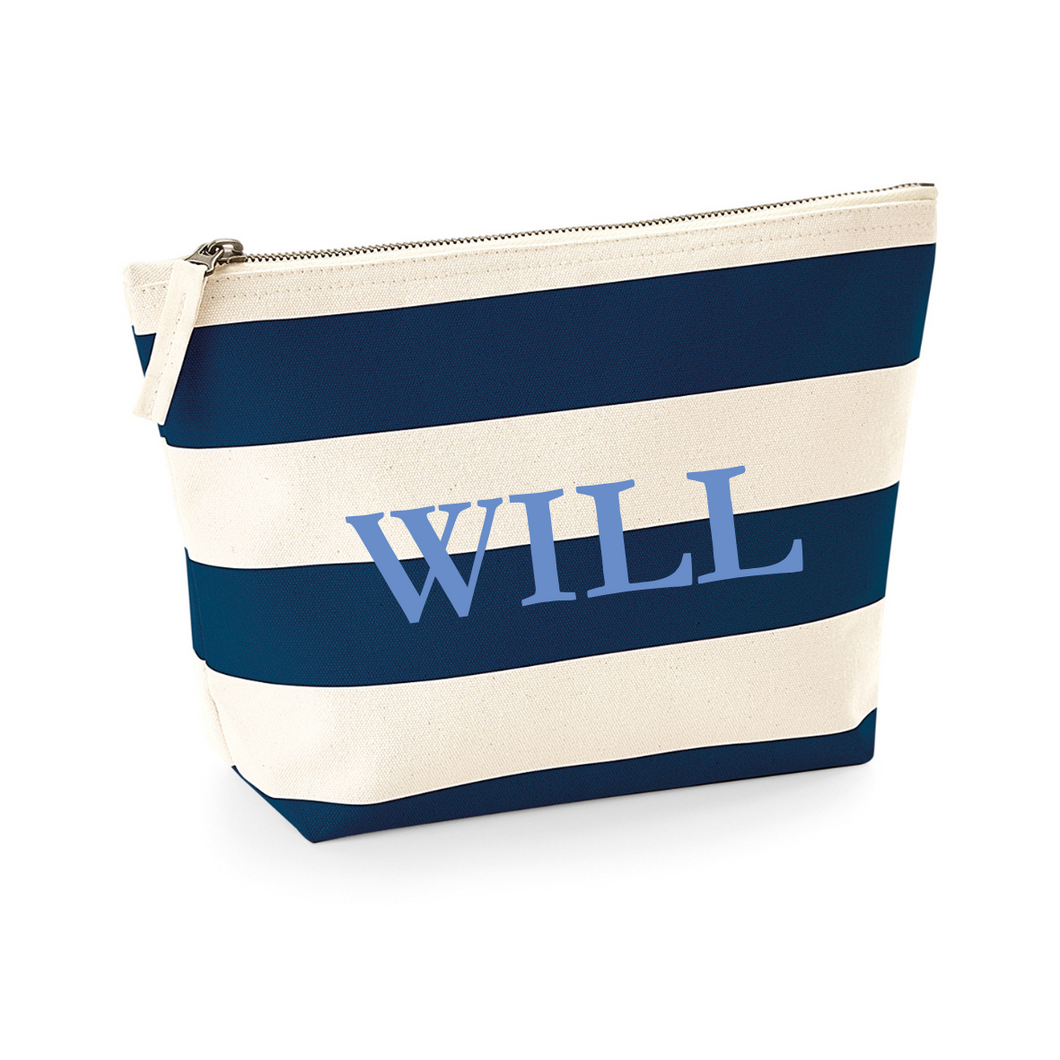 Small Pouch Navy Stripe Name