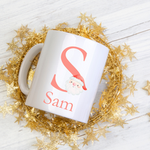 Load image into Gallery viewer, Alphabet Christmas Mug - Red Santa Face Red Letter
