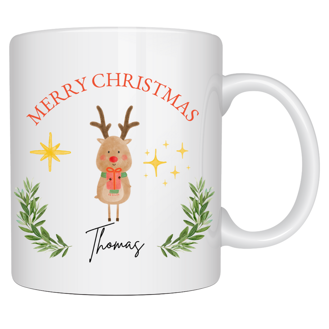 Merry Christmas Mug - Reindeer (Front)