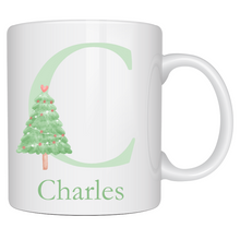 Load image into Gallery viewer, Alphabet Christmas Mug - Green Tree Green Letter
