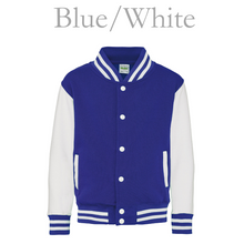 Load image into Gallery viewer, Varsity Jacket Blue/White
