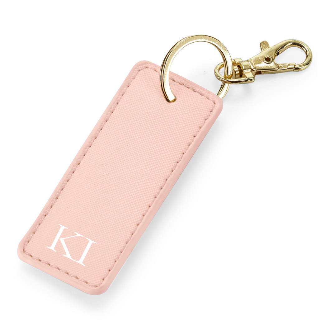 Rectangle Keyring Initials - Pink