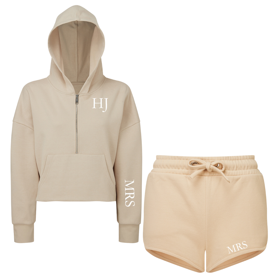 Mrs Cropped Hoodie & Shorts Set