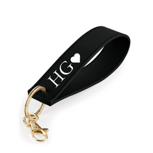 Load image into Gallery viewer, Loop Keyring Initials  -  Black (Gold Clasp)
