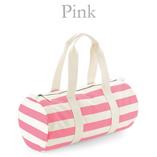 Load image into Gallery viewer, Barrel Bag Pink Stripe Initial
