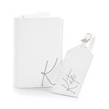 Load image into Gallery viewer, Passport and Luggage Tag Set Initial &amp; Name - White
