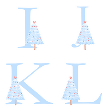 Load image into Gallery viewer, Alphabet Christmas Mug - Blue Tree Blue Letter
