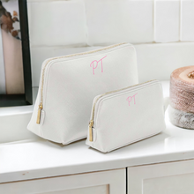 Load image into Gallery viewer, Large &amp; Medium Make Up Bag Set with Initials
