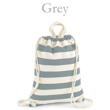 Load image into Gallery viewer, Gymsac Bag Grey Stripe Initial
