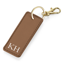 Load image into Gallery viewer, Rectangle Keyring Initials  - Tan
