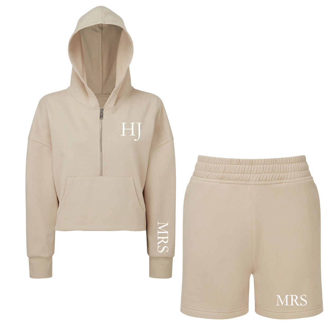 Mrs Cropped Hoodie & Long Shorts Set