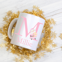 Load image into Gallery viewer, Alphabet Christmas Mug - Pink Santa Pink Letter
