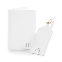 Load image into Gallery viewer, Passport and Luggage Tag Set Initials - White
