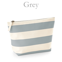 Load image into Gallery viewer, Small Pouch Grey Stripe Name
