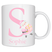 Load image into Gallery viewer, Alphabet Christmas Mug - Pink Santa Pink Letter
