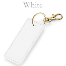 Load image into Gallery viewer, Rectangle Keyring Initials - White
