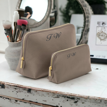 Load image into Gallery viewer, Large &amp; Medium Make Up Bag Set with Initials
