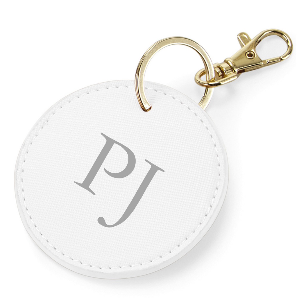 Round Keyring Initials - White