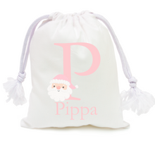 Load image into Gallery viewer, Alphabet Christmas Sack - Pink Santa Face Pink Letter
