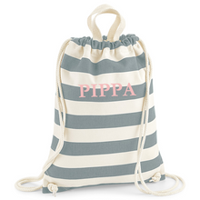 Load image into Gallery viewer, Gymsac Bag Grey Stripe Name
