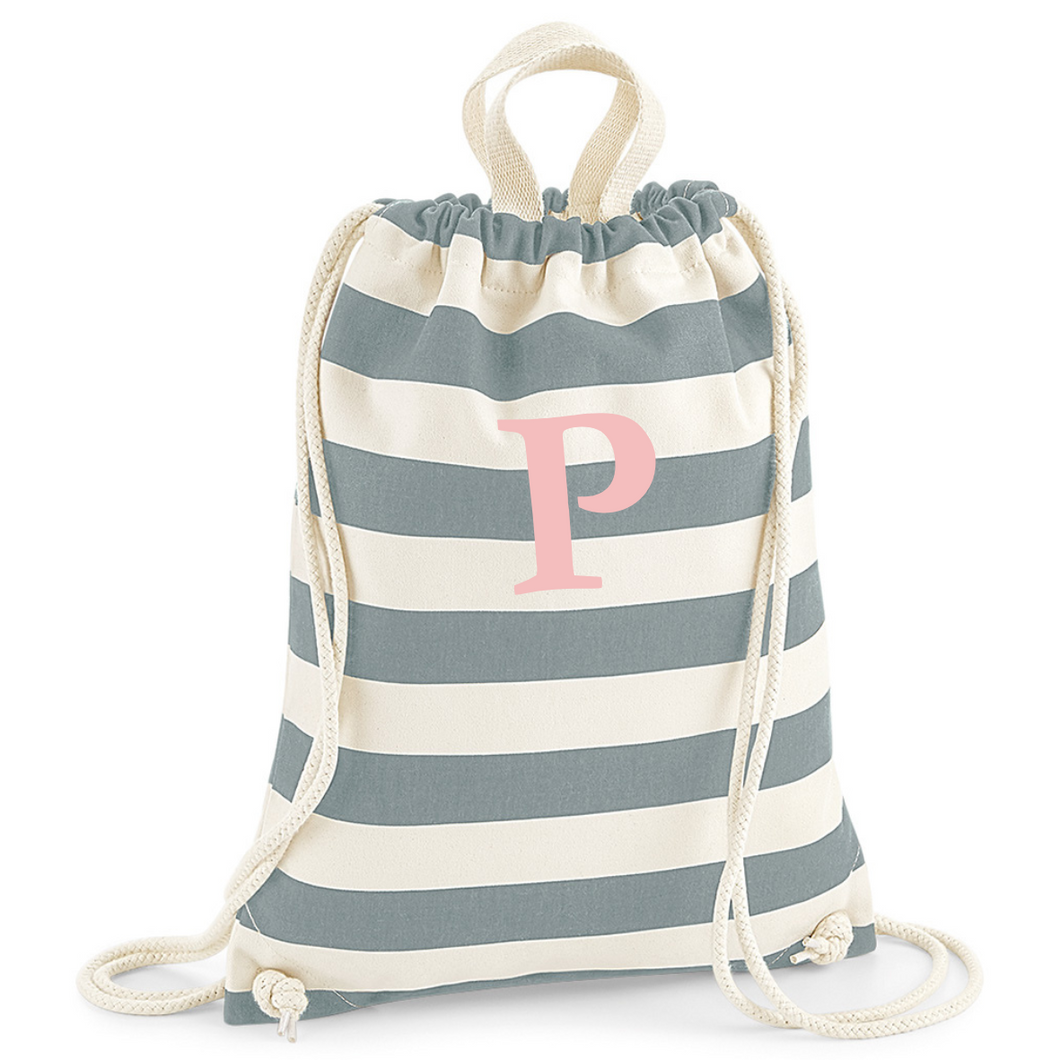 Gymsac Bag Grey Stripe Initial