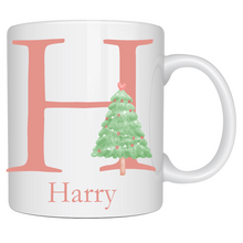 Load image into Gallery viewer, Alphabet Christmas Mug - Green Tree Red Letter
